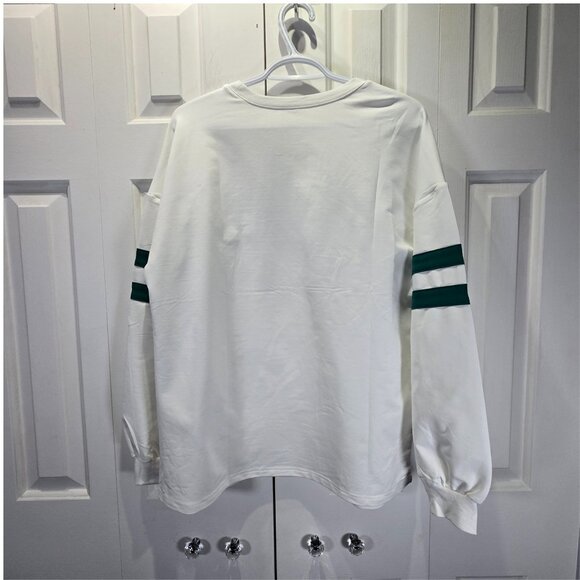 NWT Men's White with Green Stripes Casual Loose Fit Sweater – Size Small - Picture 2 of 6